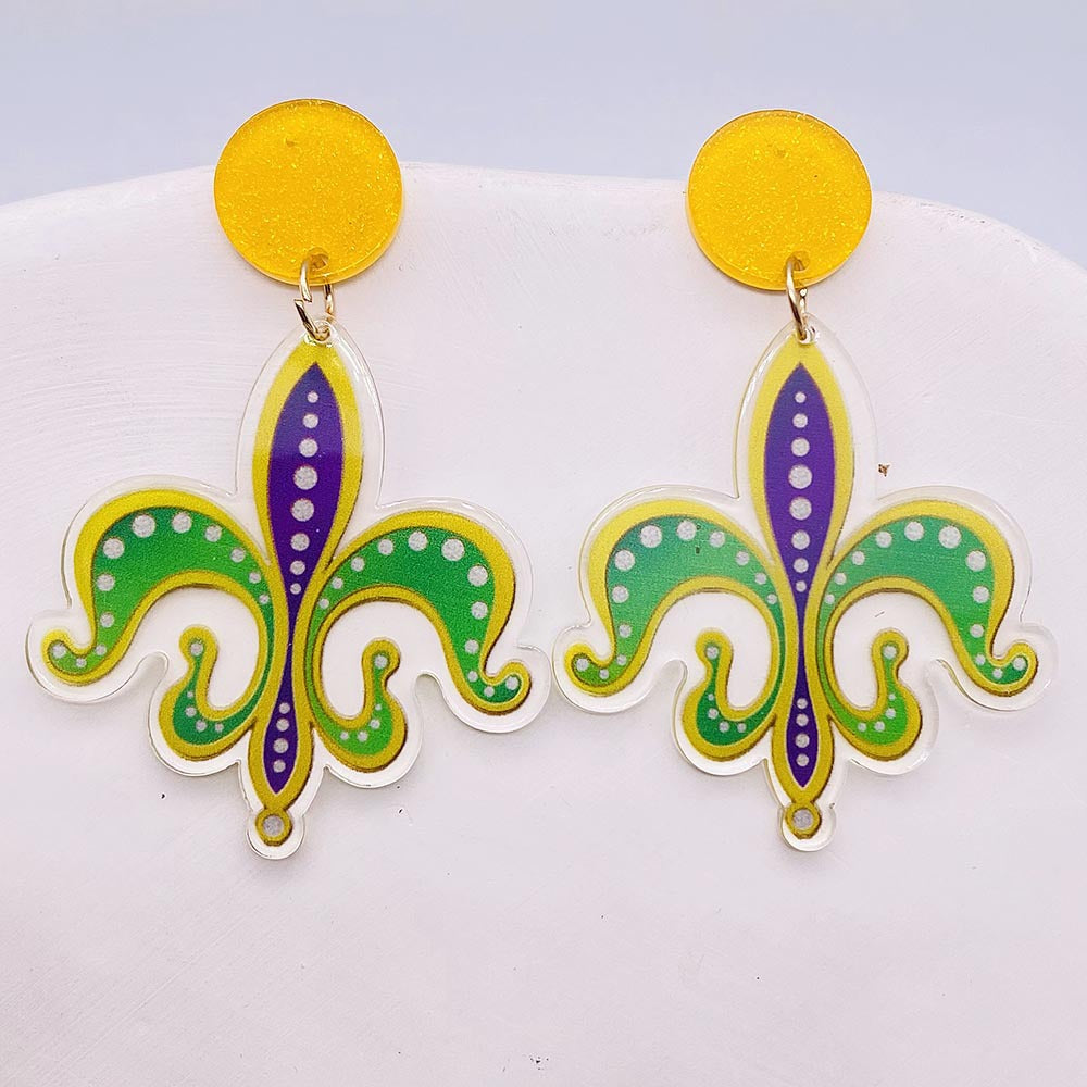 Wholesale Acrylic Shiny Exaggerated Mask Letter Avocado Earrings